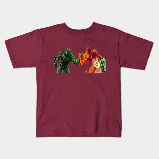 Samus and Slayer Kids T-Shirt by krls